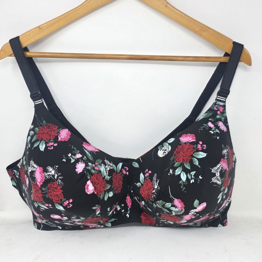 Torrid Curve 46DD Black Roses Wire Free Bra